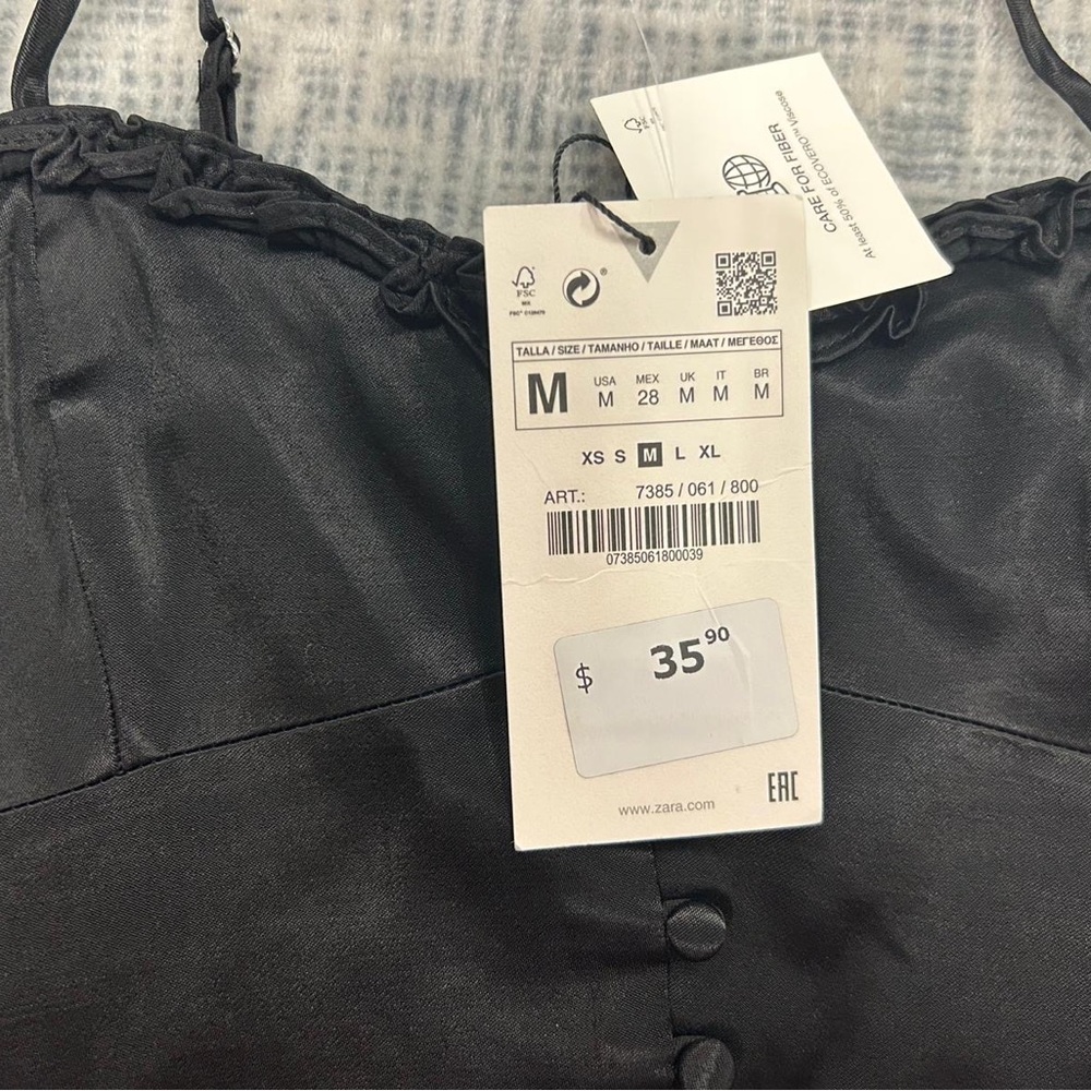 Zara Black Ruffle Detail Top - Picture 6 of 6